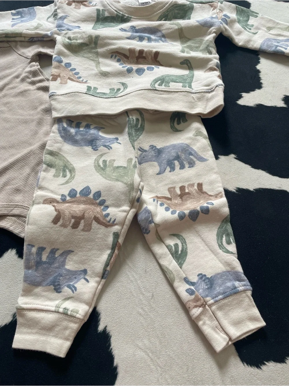 2/$12 Dinosaur 3 piece Outfit with Neutral Colors
